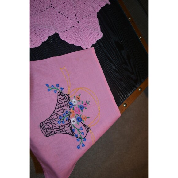 Vintage Doily Pink Cottage Rose Crochet Shabby Chic Collection of Five - Picture 3 of 5